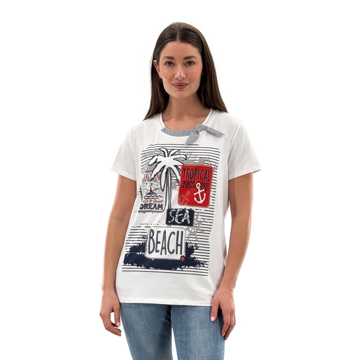 ORLY T-Shirt avec imprimé style bord de mer C- Blanc