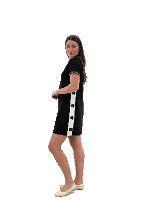 ORLY Robe avec bandes contrastantes aux côtés C-Noir Taille XL