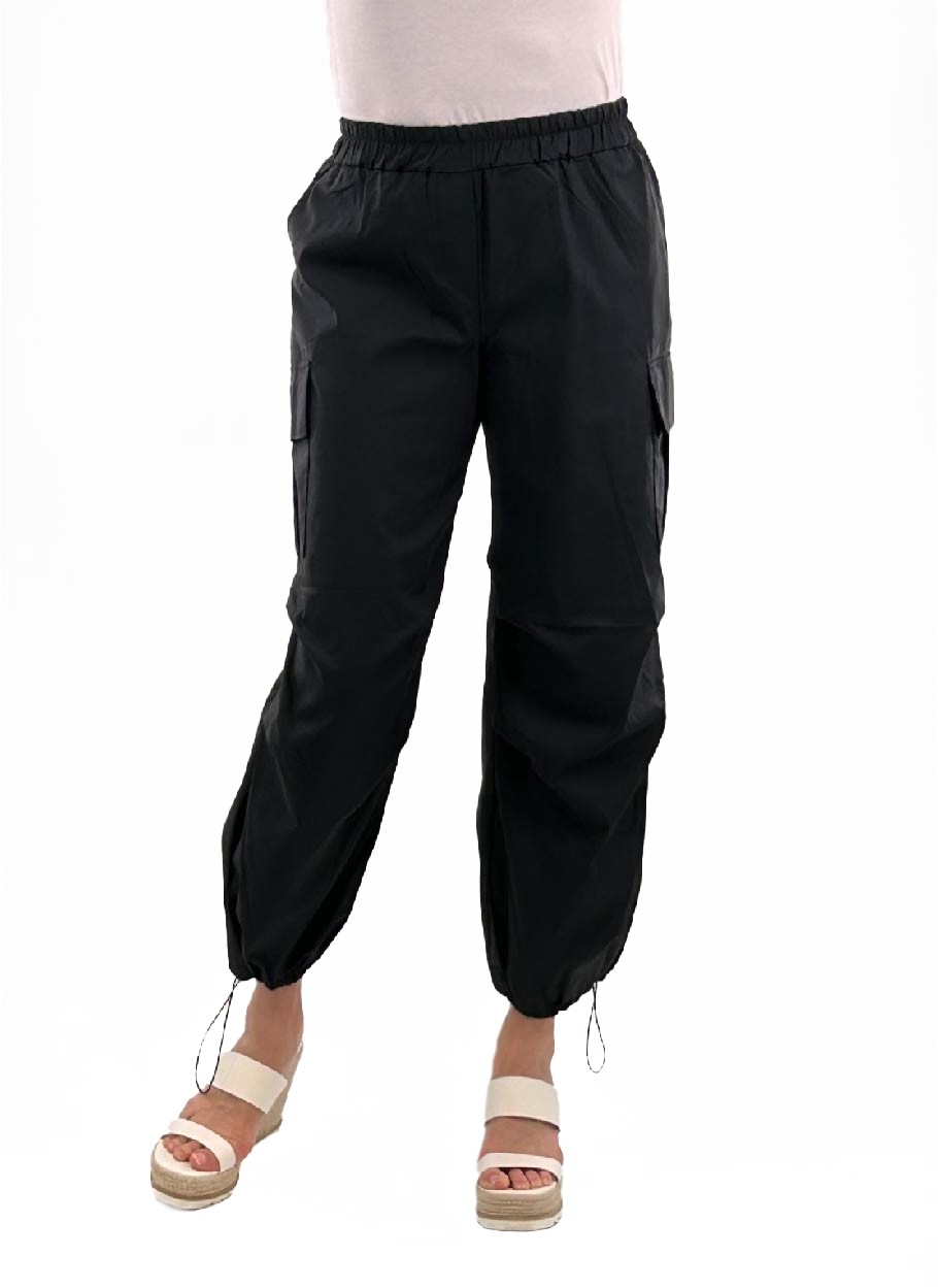 ORLY Pantalon de toile de style cargo jogger C-Noir Taille L