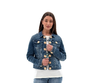 ORLY Veste de jeans à boutons décoratifs C-Bleu Taille M