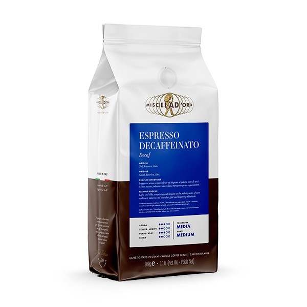 MISCELAD'ORO Café Espresso decaffeinato en grains 500g