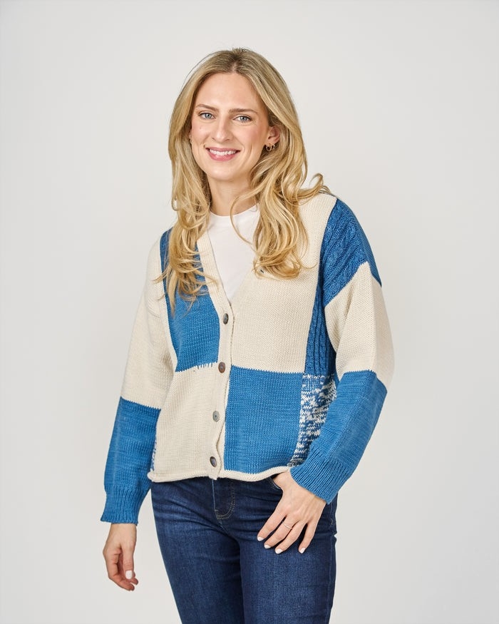 SHANNON PASSERO Cardigan Daniella indigo et crème