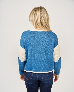 SHANNON PASSERO Cardigan Daniella indigo et crème