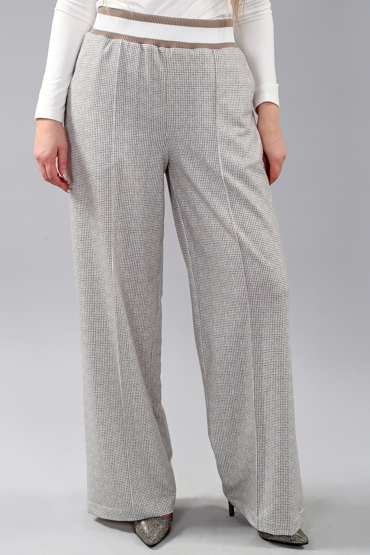 MICHAEL TYLER Pantalon à pli permanent motif pied de poule